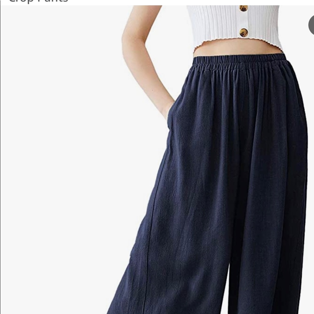 Meomua Linen Wide-leg Cropped Trousers